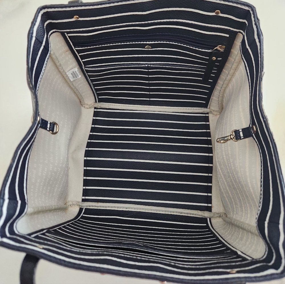 Kate Spade Navy & White Striped Bag. Unique Square Pop Open Bucket Bag Tote - Picture 9 of 14
